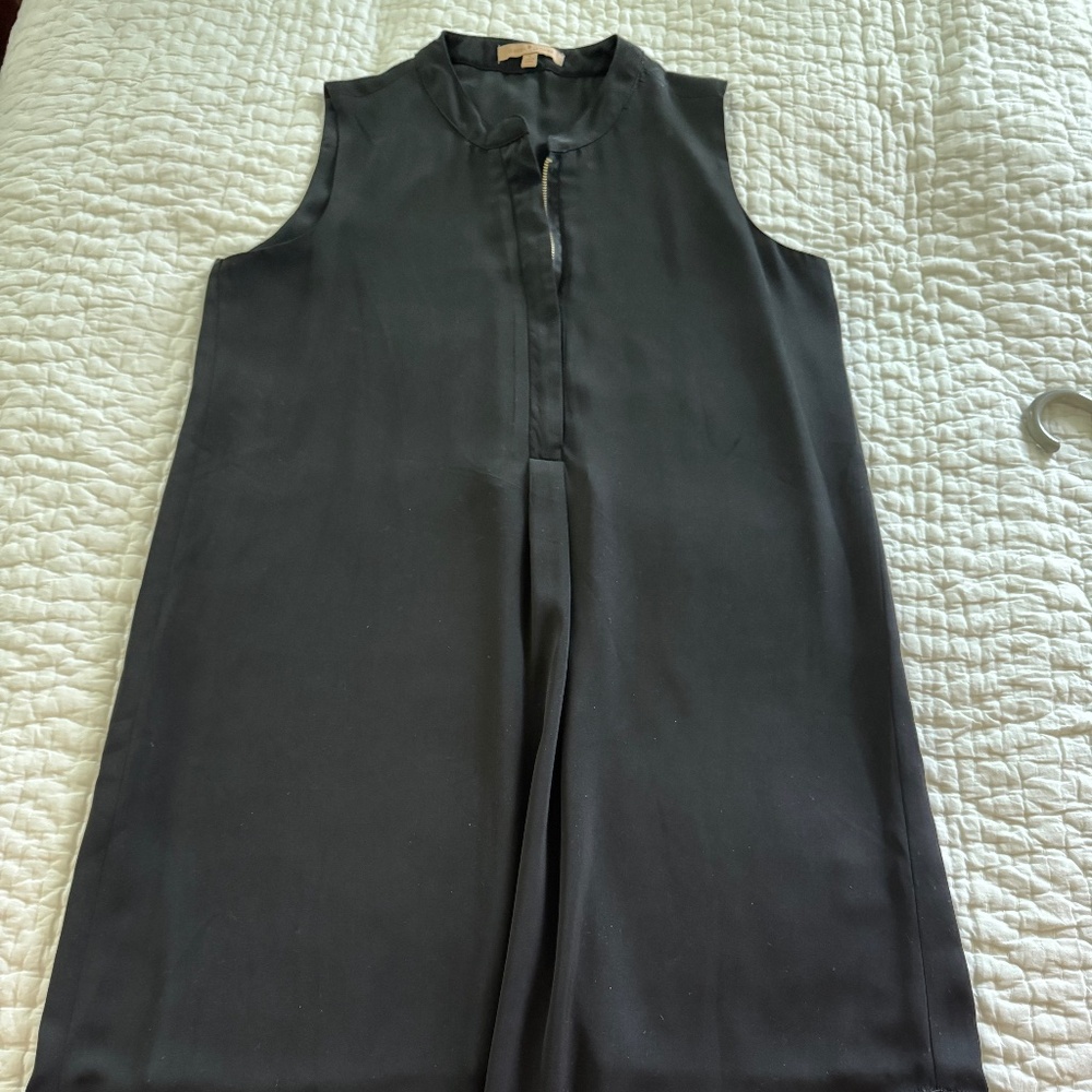 Gibson Latimer-Sleeveless High-Low, Front Zip, Polyester Dress, Black, Size S